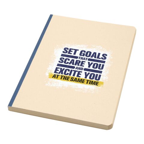 Werbeartikel Liliana A5 Zuckerrohr und RPET Softcover Notizbuch – ozeanblau – mit Logo bedruckt