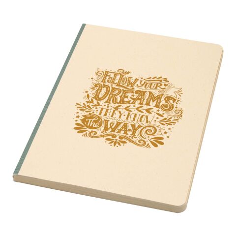 Werbeartikel Liliana A5 Zuckerrohr und RPET Softcover Notizbuch – heather grün – mit Logo bedruckt
