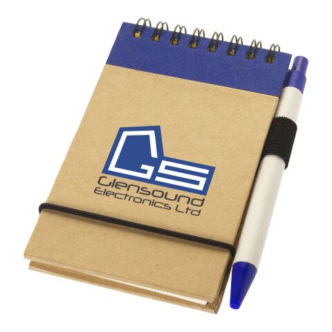 48h Express-Druck Werbeartikel Zuse A7 Spiral Notizblock mit Stift – natur-navy – mit Logo bedruckt