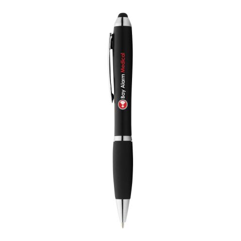 Werbeartikel Nash Stylus Kugelschreiber farbig mit schwarzem Griff – schwarz – mit Logo bedruckt