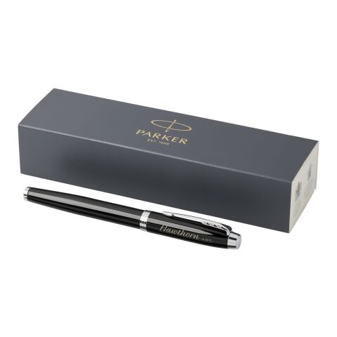 Werbeartikel Parker IM Tintenroller in verschiedenen Farben – schwarz-chrom – mit Logo bedruckt