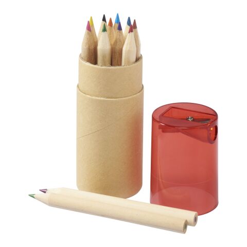 12-teiliges Buntstifteset mit Anspitzer Standard | rot | ohne Werbeanbringung | Nicht verfügbar | Nicht verfügbar