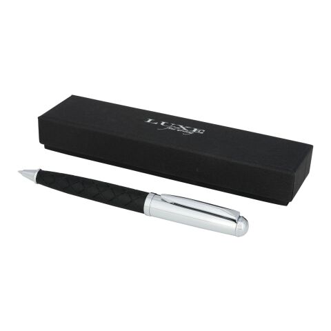 Lederner Kugelschreiber Standard | schwarz-silber | ohne Werbeanbringung | Nicht verfügbar | Nicht verfügbar