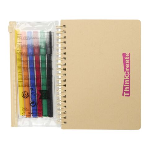 Squiggle B6 Hardcover Notizbuch mit Marker-Set natur