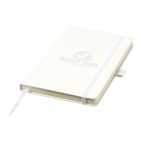 Werbeartikel Nova A5 gebundenes Notizbuch – weiß – mit Logo bedruckt