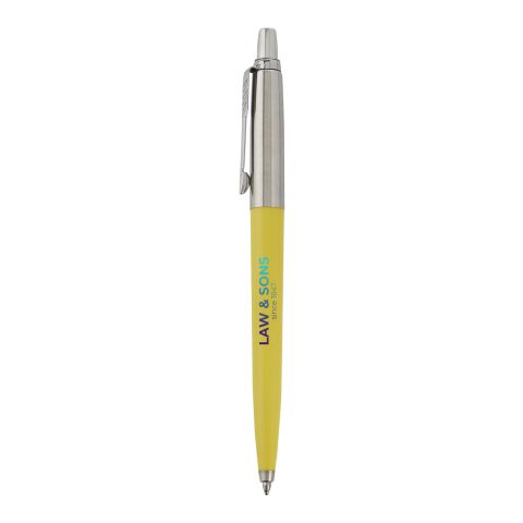 Firmengeschenk Kugelschreiber Parker Jotter Recycled – gelb – mit 48h Express-Werbedruck, 100% rPET, 5500m Schreiblänge, nachhaltiges Schreibgerät für CSR-Promotions