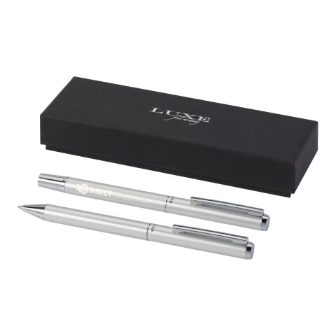 Lucetto Geschenkset mit Kugelschreiber und Tintenroller aus recyceltem Aluminium Standard | silber | ohne Werbeanbringung | Nicht verfügbar | Nicht verfügbar