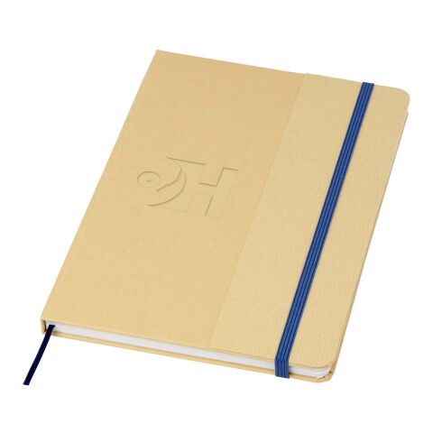 Werbeartikel Nelida A5 Hardcover Notizbuch aus recyceltem Karton – Ozeanblau – mit Logo bedruckt