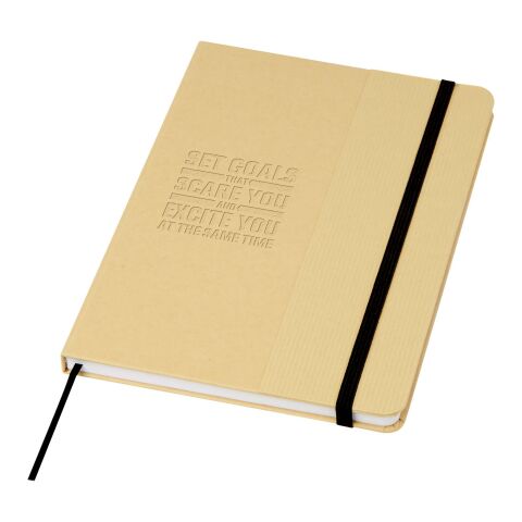 48h Express-Druck Werbeartikel Nelida A5 Hardcover Notizbuch aus recyceltem Karton – schwarz – mit Logo bedruckt