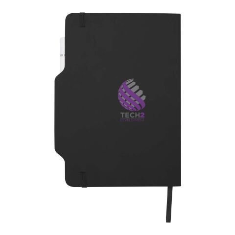 48h Express-Druck Werbeartikel Nexus A5 Hardcover Notizbuch mit Kugelschreiber und Bleistiftset (schwarze Mine) – schwarz – mit Logo bedruckt