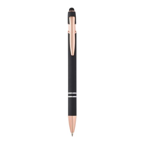 48h Express-Druck Werbeartikel Nanna Kugelschreiber mit Roségold Finish (blaue Mine) – schwarz – mit Logo bedruckt