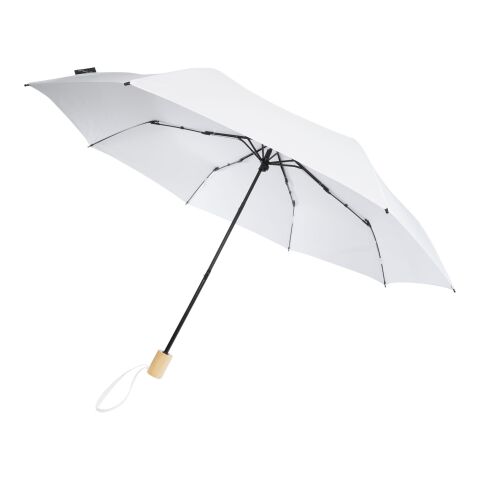 Birgit 21&#039;&#039; faltbarer winddichter Regenschirm aus recyceltem PET Standard | weiß | ohne Werbeanbringung | Nicht verfügbar | Nicht verfügbar