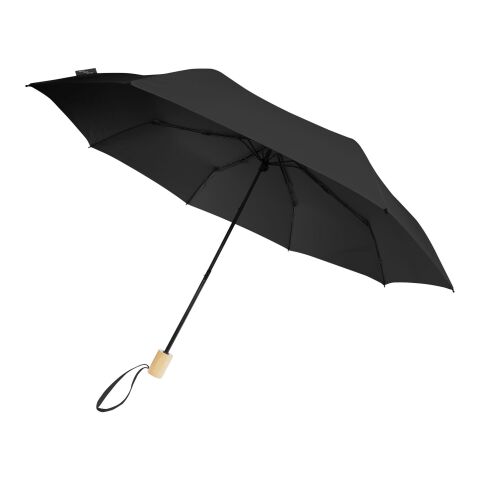 Birgit 21&#039;&#039; faltbarer winddichter Regenschirm aus recyceltem PET Standard | schwarz | ohne Werbeanbringung | Nicht verfügbar | Nicht verfügbar