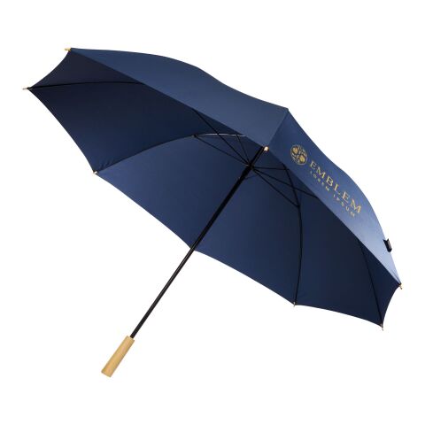 48h Express-Druck Werbeartikel Romee 30'' windbeständiger Golfschirm aus recyceltem PET – navy – mit Logo bedruckt