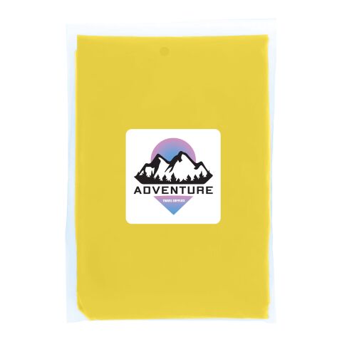 Werbeartikel Mayan GRS-zertifizierter Einweg-Regenponcho mit Aufbewahrungstasche. | gelb | mit Logo bedrucken