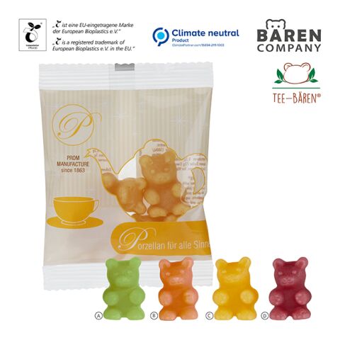Tee-Bären® im kompostierbaren Tütchen weiß | Druck | Ingwer-Zitrone