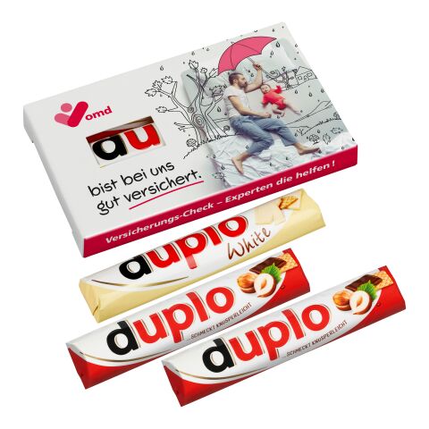 3 er Duplo-Pack (mit Sichtfenster mit 2 Duplo klassisch und 1 Duplo weiß) 3-farbiger Digitaldruck