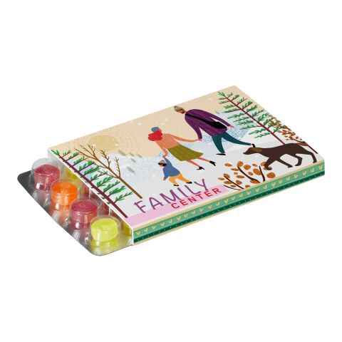 Werbeschuber für Kleinster (Advents-)Kalender der Welt mit Pulmoll Pastillen weiß | 3-farbiger Digitaldruck