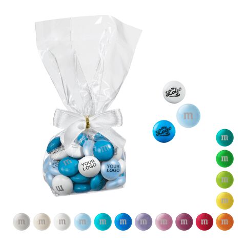 Personalisierte M&amp;M&#039;S® Schokolinsen im Tütchen mit Schleife, 40 g Druck auf den Linsen | Orange