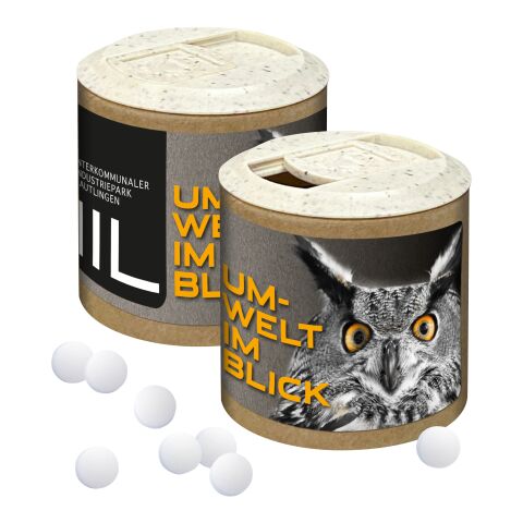 Papier-Werbedose mit Stevia* Pfefferminzpastillen, 72 g Digitaldruck