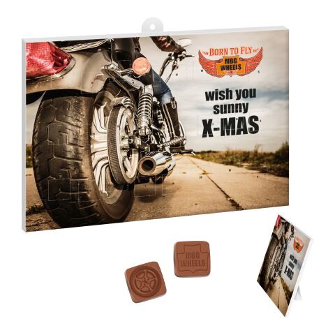 Adventskalender mit 1 – 24 personalisierten Schoko-Formen ohne Werbeanbringung