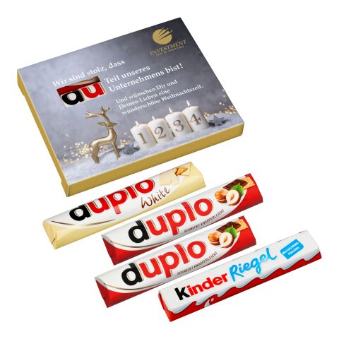 4er &quot;Advent&quot;s-Duplo-Pack (2x Duplo klassisch, 1x Duplo weiß und 1x Kinder Riegel) Digitaldruck