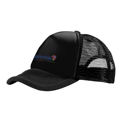 Werbeartikel Trucker 100 g/m² Kappe mit 5 Segmenten – schwarz glänzend-schwarz – Cap / Kappe mit Logo bedruckt