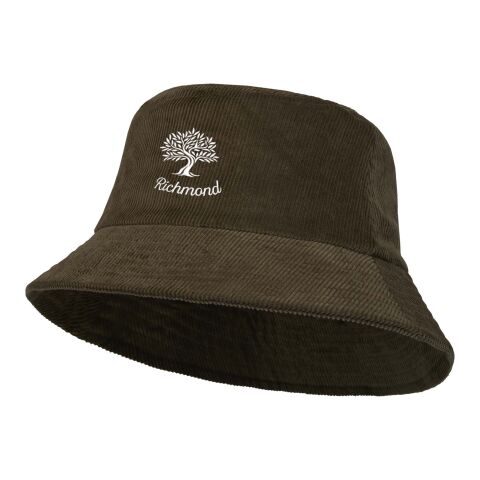 Werbeartikel Howson Sonnenhut aus recyceltem Cord – waldgrün – Hut mit Logo bedruckt