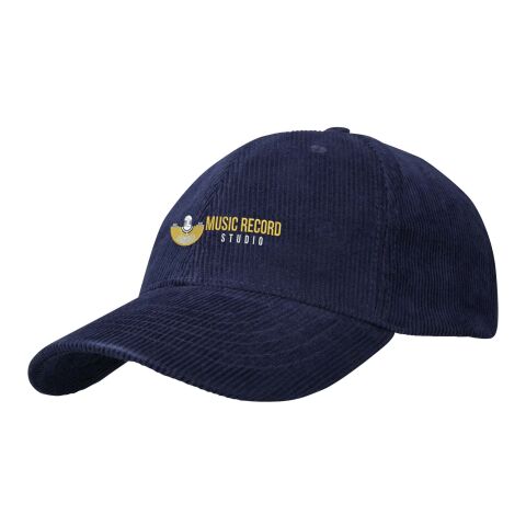 Werbeartikel Hutton Kappe aus recyceltem Cord mit 6 Segmenten – navy – Cap / Kappe mit Logo bedruckt