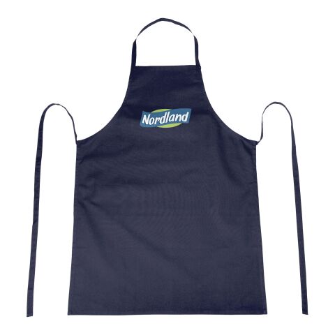 Werbeartikel Reeva Schürze aus 100 % Baumwolle mit Klettverschluss – navy – mit Logo bedruckt