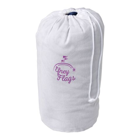 Werbeartikel Bay Plaid-Decke aus extraweichem Coral-Fleece – dunkelblau – mit Logo bedruckt