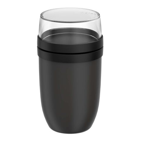 Mitarbeitergeschenk Lunchpot Mepal Ellipse – schwarz – mit 48h Express-Druck 750+300ml isolierter Speisebehälter für das Büro