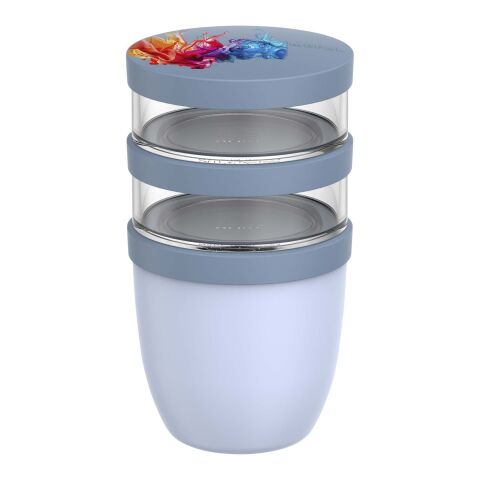 48h Express-Druck Werbeartikel Mepal Ellipse Dreiteiliger, 500 ml + 2 x 200 ml isolierter Lunchpot – blau – mit Logo bedruckt