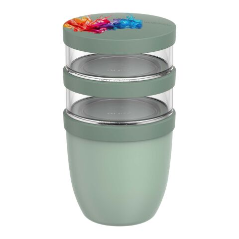 Werbeartikel Mepal Ellipse Dreiteiliger, 500 ml + 2 x 200 ml isolierter Lunchpot – salbei – mit Logo bedruckt