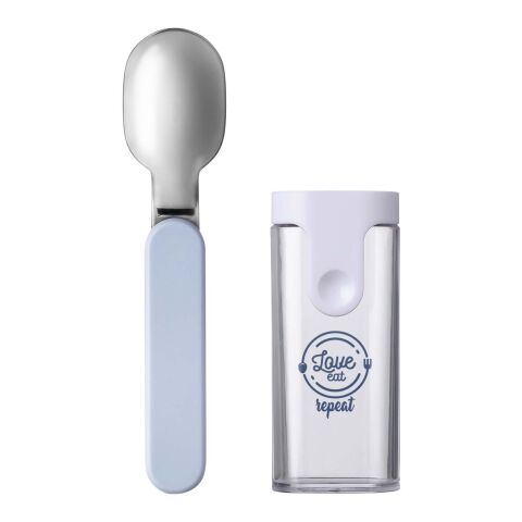 Mitarbeitergeschenk Löffel Mepal Ellipse – transparent blau – mit 48h Express-Druck faltbares Besteck für unterwegs