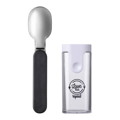 Mitarbeitergeschenk Faltlöffel Mepal Ellipse – schwarz – mit 48h Express-Druck BPA-frei, spülmaschinenfestes Essbesteck für Messen