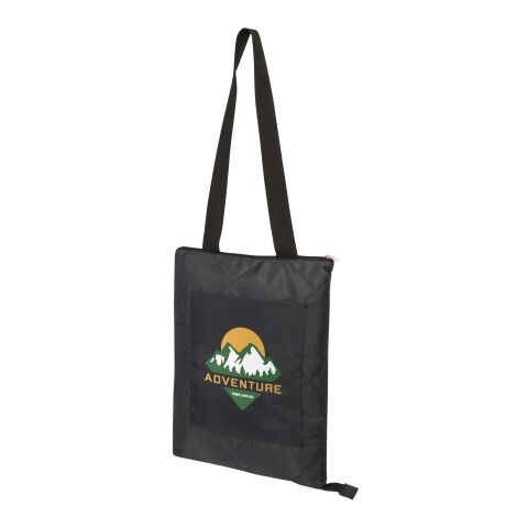 Werbeartikel Clary Picknickdecke aus Recyceltem GRS-Polyester – schwarz – mit Logo bedruckt