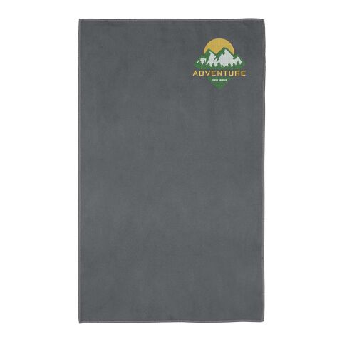 Kundengeschenk Pieter Sporthandtuch – grau – mit edlem Stick 48h Express-Stickerei 30x50 cm aus nachhaltigem rPET für Teamevents