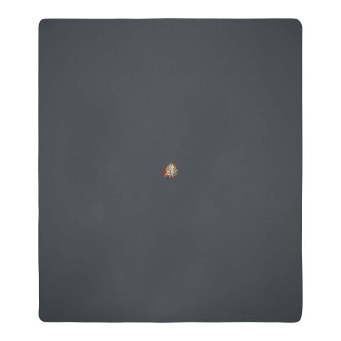 Werbeartikel Huggy Fleecedecke mit Hülle 220 × 250 cm – grau – mit Logo bedruckt