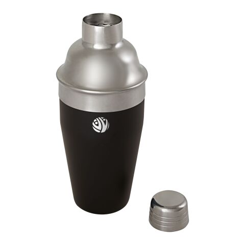 Werbeartikel Gaudie Cocktailshaker aus recyceltem Edelstahl – schwarz – mit Logo bedruckt