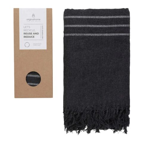 Mitarbeitergeschenk Tuch Originalhome – schwarz – mit Logodruck 85x175 cm nachhaltig als Plaid für soziale Verantwortung im Unternehmen