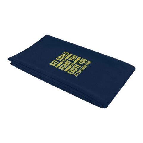 Firmengeschenk Sporthandtuch Althea 70 × 140 cm – navy – mit edlem Stick 48h Express-Stickerei für Outdoor-Events