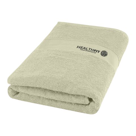 Werbeartikel Amelia 450 g/m² Baumwollhandtuch 70 x 140 cm – hellgrau – mit Logo bedruckt