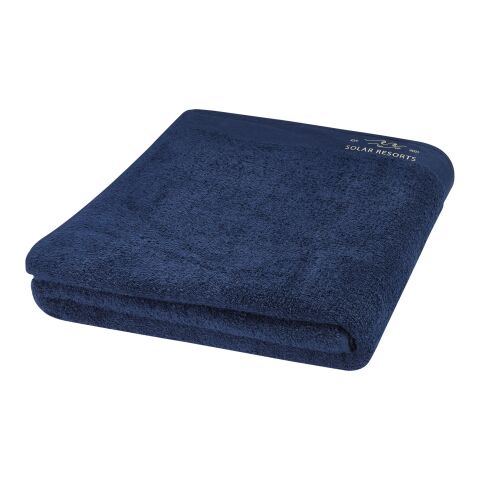 Nachhaltiger Werbeartikel Riley 550 g/m² Baumwollhandtuch 100 x 180 cm – navy