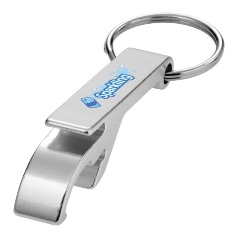 Werbeartikel Tao Schlüsselanhänger mit Flaschen- und Dosenöffner – silber – mit Logo bedruckt