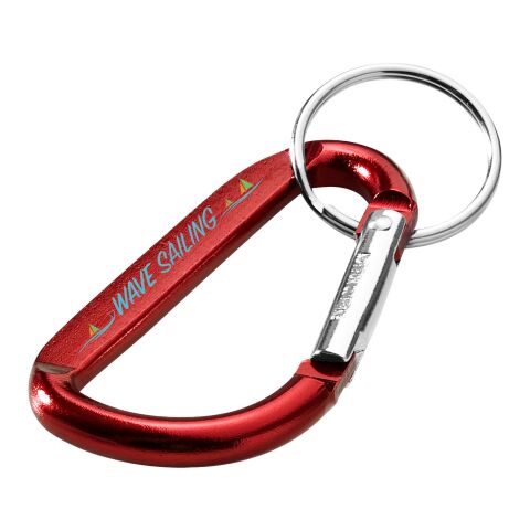 Werbeartikel Timor Karabiner-Schlüsselanhänger aus Aluminium, praktischer Clip für Taschen & Rucksäcke – rot – mit Logo bedruckt
