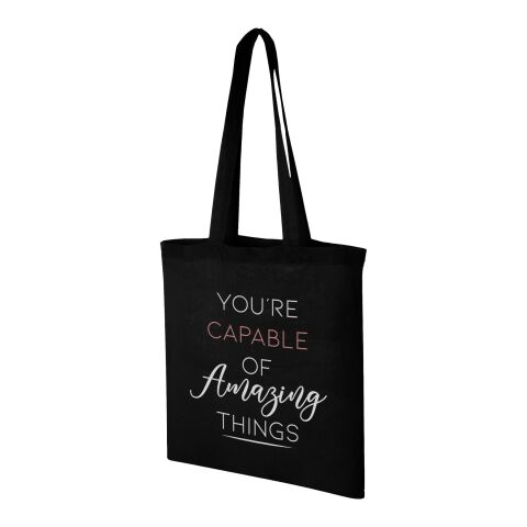 Werbeartikel Carolina Baumwoll Tragetasche – schwarz – mit Logo bedruckt