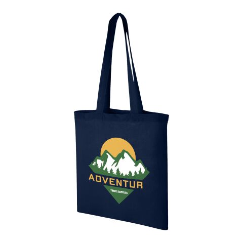 Werbeartikel Carolina Baumwoll Tragetasche – heather navy – mit Logo bedruckt
