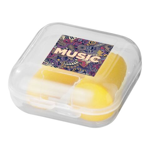 Werbeartikel Traveler Ohrstöpsel mit Etui – gelb – mit Logo bedruckt