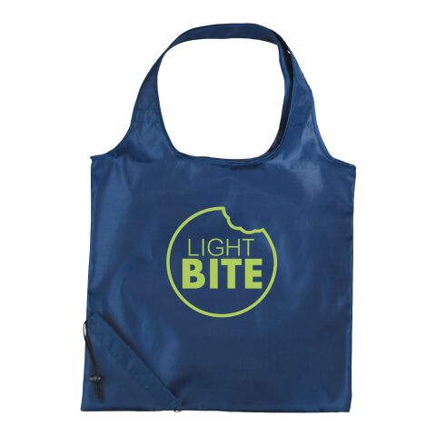 Werbeartikel Bungalow faltbare Polyester Tragetasche – navy – mit Logo bedruckt